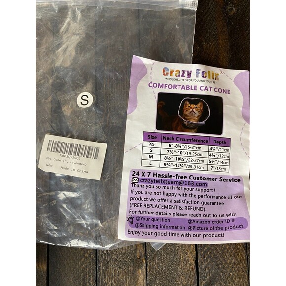 Crazy Felix Sz S Purple Cat Cone Collar Comfort Anti Licking Adjustable - Picture 3 of 4